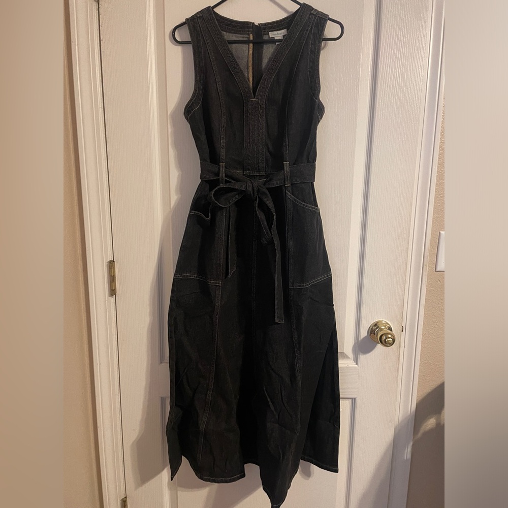 NWT Sundance Poppy Black Denim MIDI Dress 6 Boho Western Chic Cowgirl Party